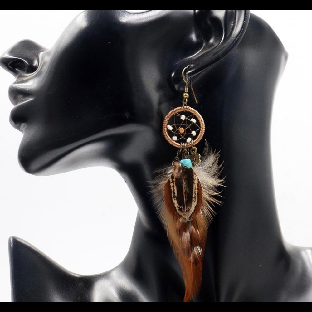Bohemian Dream Catcher Feathered Earrings